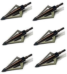 125 Grain Fixed Three Blade Broadheads, (6 Per Pack), Compatible with Crossbow and Compound Bow