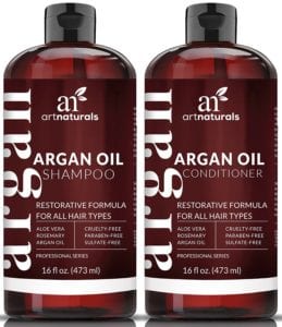 Art Naturals Organic Moroccan Argan Oil Shampoo and Conditioner Set (2 X 16 oz) – Sulfate free – Volumizing & Moisturizing, Gentle on Curly & Color Treated Hair, for Men & Women Infused with Keratin