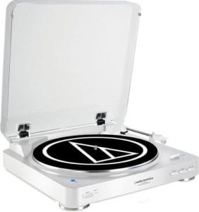 Audio Technica AT-LP60WH-BT Fully Automatic Bluetooth Wireless Belt-Drive Stereo Turntable, White 