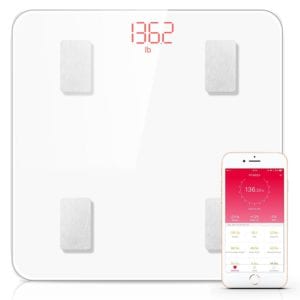 Bluetooth Body Fat Scale, FITINDEX Smart Wireless Digital Bathroom Weight Scale Body Composition Analyzer Health Monitor with IOS and Android APP for Body Weight, Fat, Water, BMI, BMR, Muscle Mass 