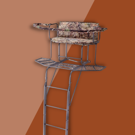 Guide Gear 2 Person 20' Double Rail Ladder Tree Stand with Hunting Blind
