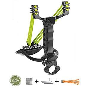  Professional Slingshot Wisdoman Stainless Steel Outdoor Hunting Sling Shot High Velocity Catapult with 2 Rubber Bands and 50 Extra Slingshot Ammo 