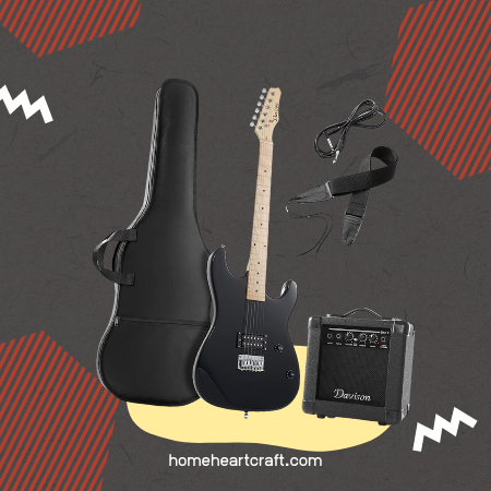 Full-Size Black Electric Guitar with Amp, Case and Accessories Pack Beginner Starter Package